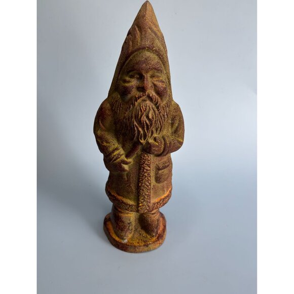 Antique Cast Iron Father Christmas Figure 9.5" Rust Patina Vintage Holiday Decor - Picture 2 of 8